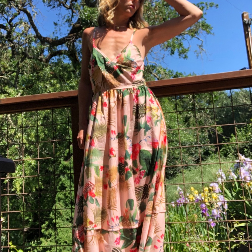 Tropical print maxi dress